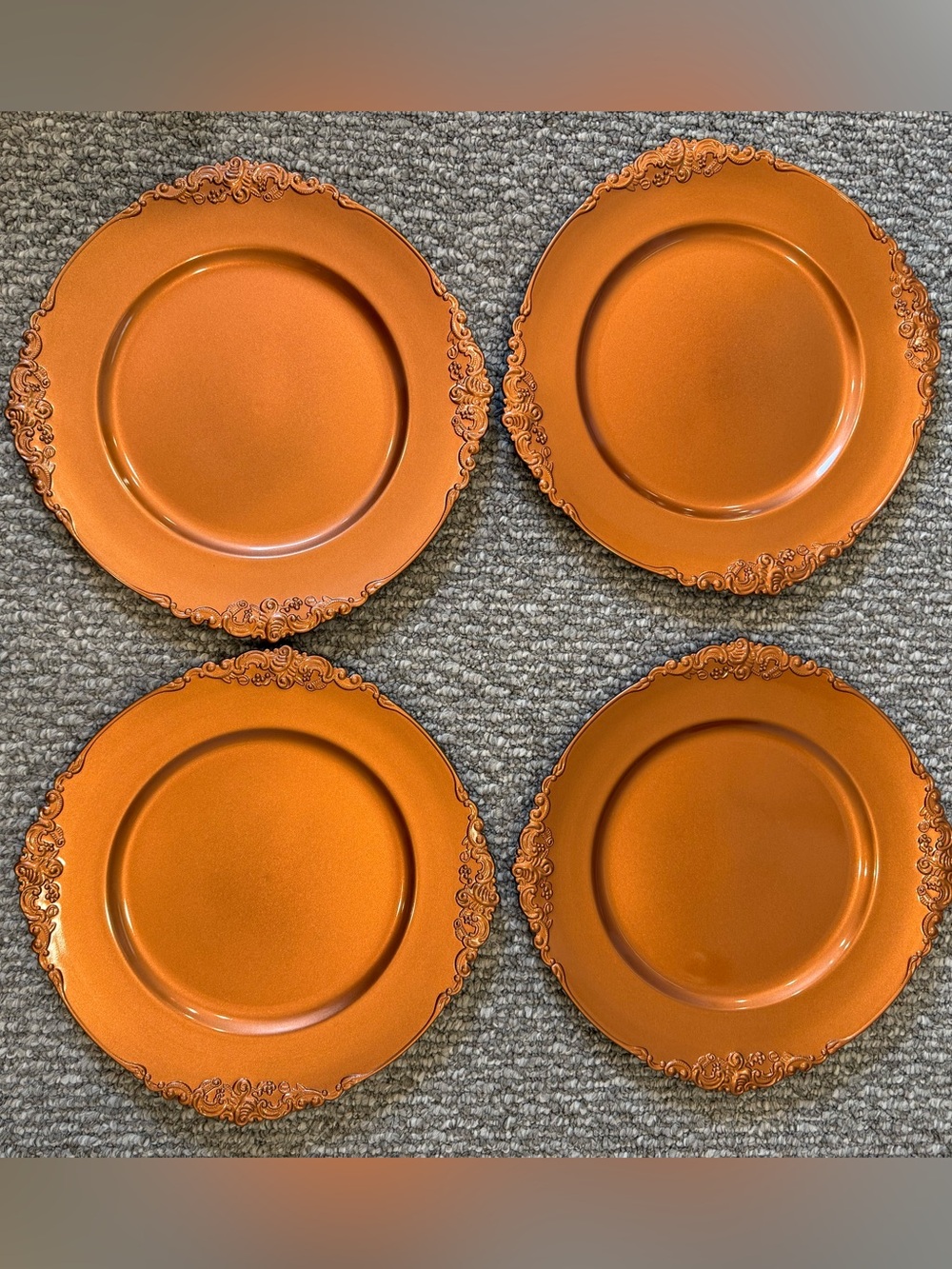 Amscan Ornate Orange Charger Plates - Set of 4